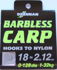 Drennan Hook to Nylon - Barbless Carp 