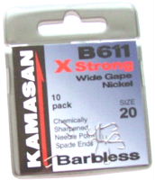 Kamasan - B611 X Strong Wide Gape Nickel Barbless Hook