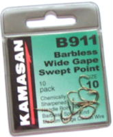 Kamasan - B911 - Barbless, Wide Gape, Swept Point Hook
